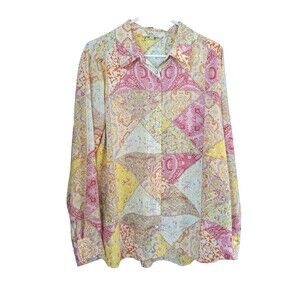 Rose & Olive Women's Multi color Patchwork Boho/Hippie Tunic Blouse XL